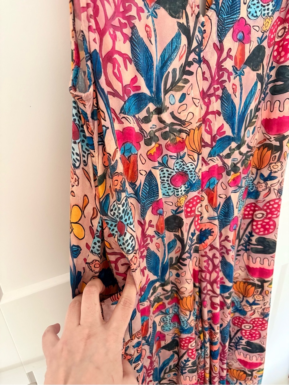 Natural Life “Let’s Just Go” Pink Floral Botanical Boho Wide Leg Jumpsuit - Picture 5 of 12